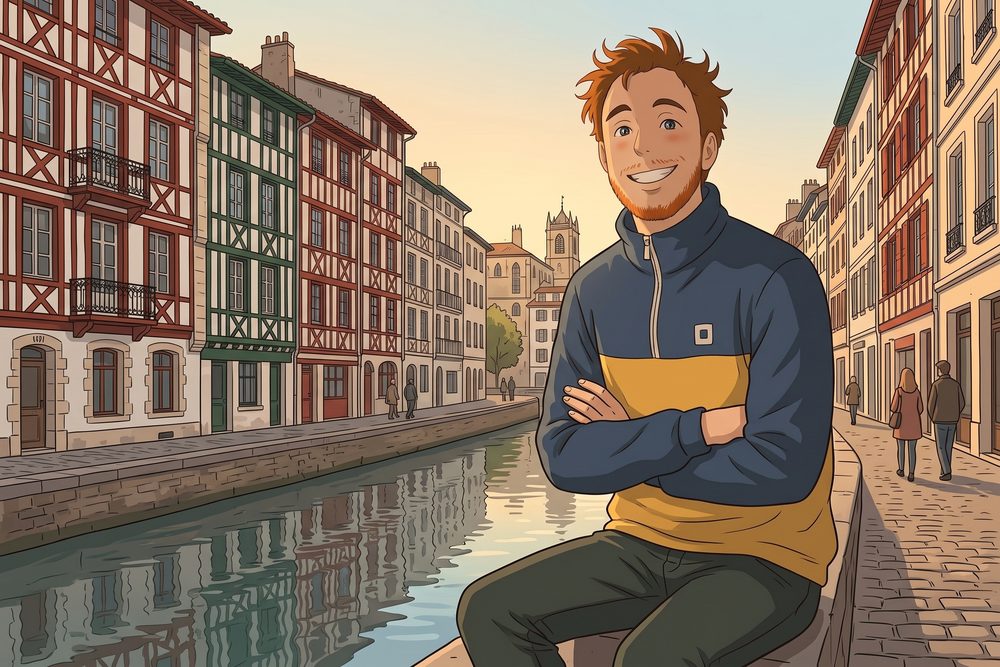 Antoine Broin illustré sur les quais de la Nive, à Bayonne