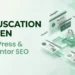 Illustration bannière Obfuscation de lien SEO sur WordPress et Elementor avec cadenas, maillage interne et PageRank