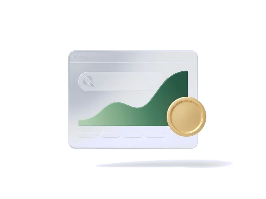 Navigateur et courbe de visibilité naturelle, illustration optimisation SEO webmaster